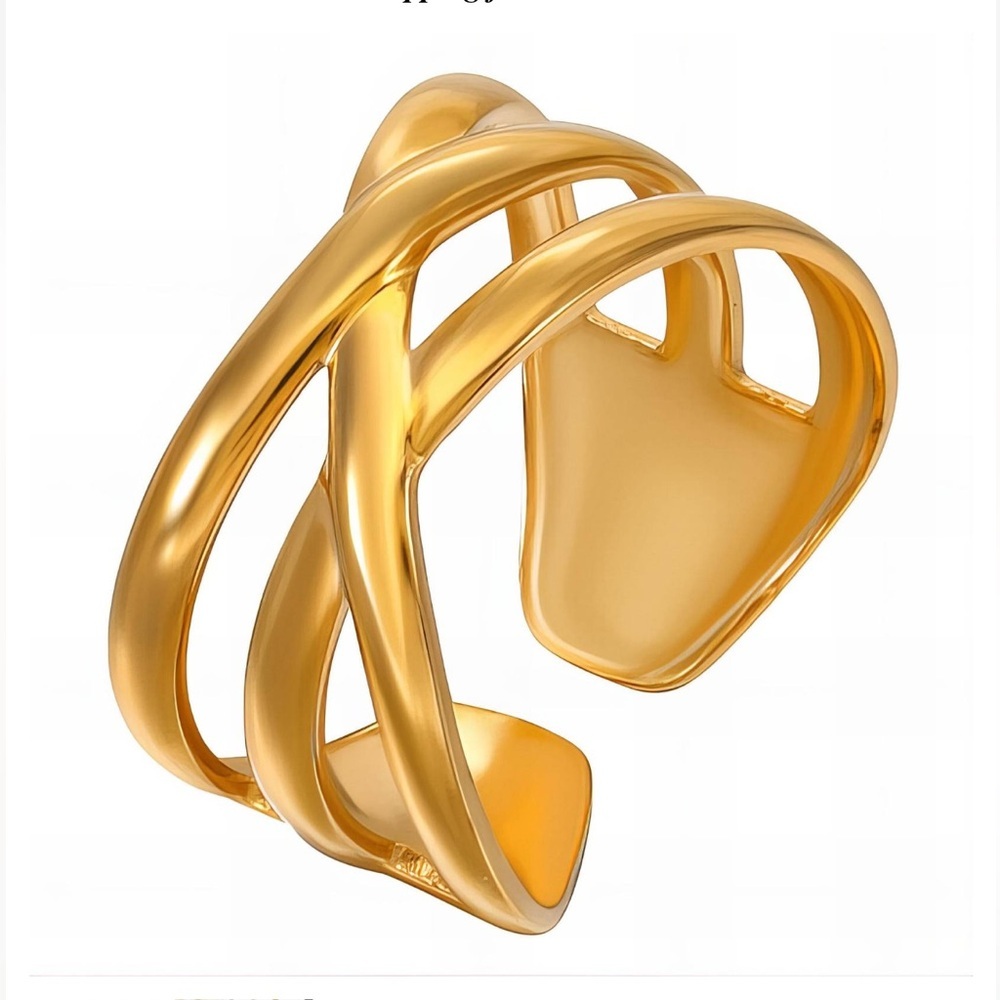 18K Gold Plated Abstract Crossover Ring Size 9